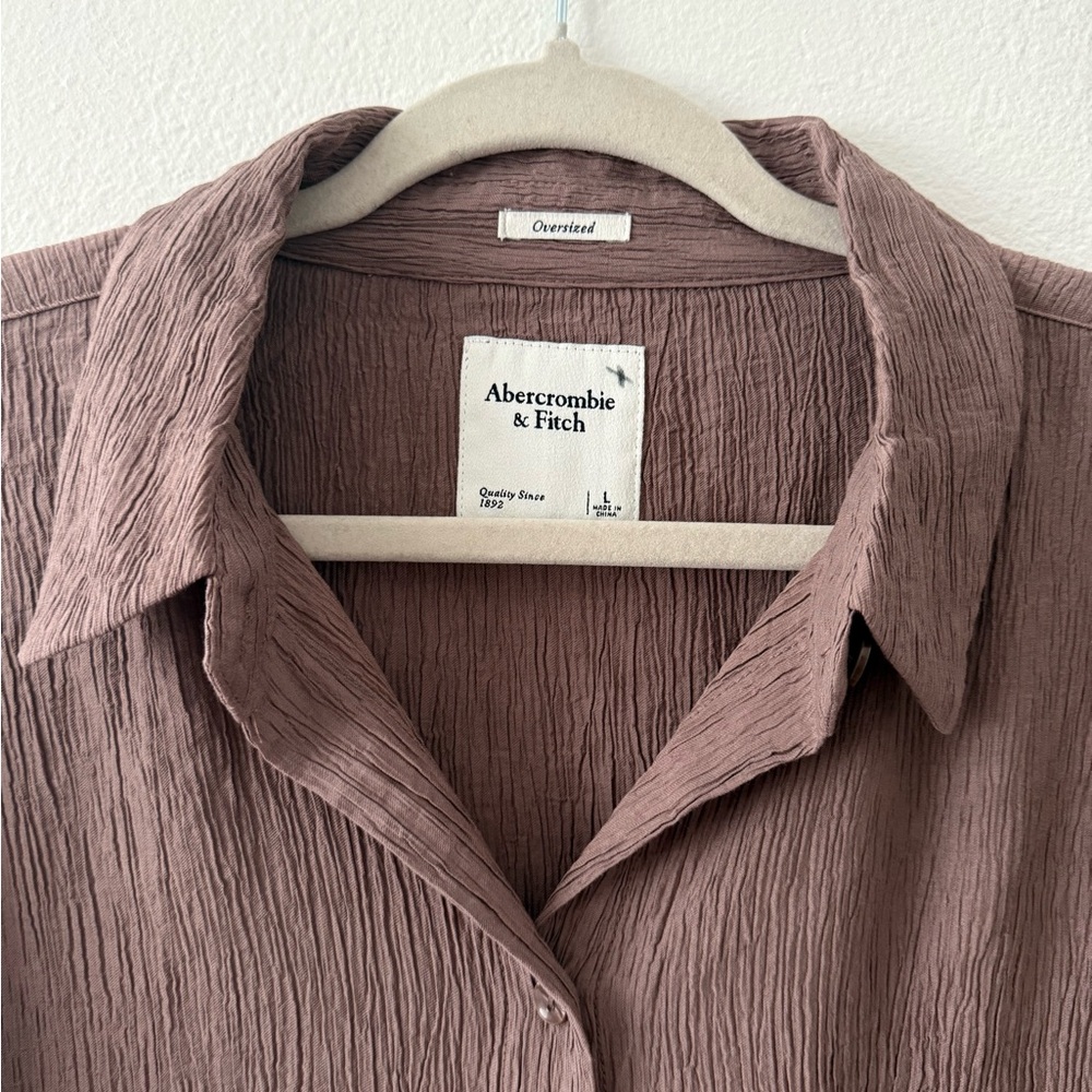 Abercrombie & Fitch Crinkle Oversized Button-Down Shirt Size Large - Picture 4 of 14